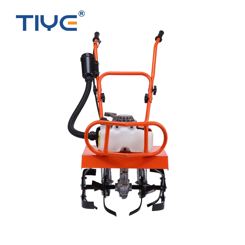 Gasoline 2 Stroke 63cc Hand Push Mini Cultivator Gasoline Tiller Petrol Cultivator with 4 Blades