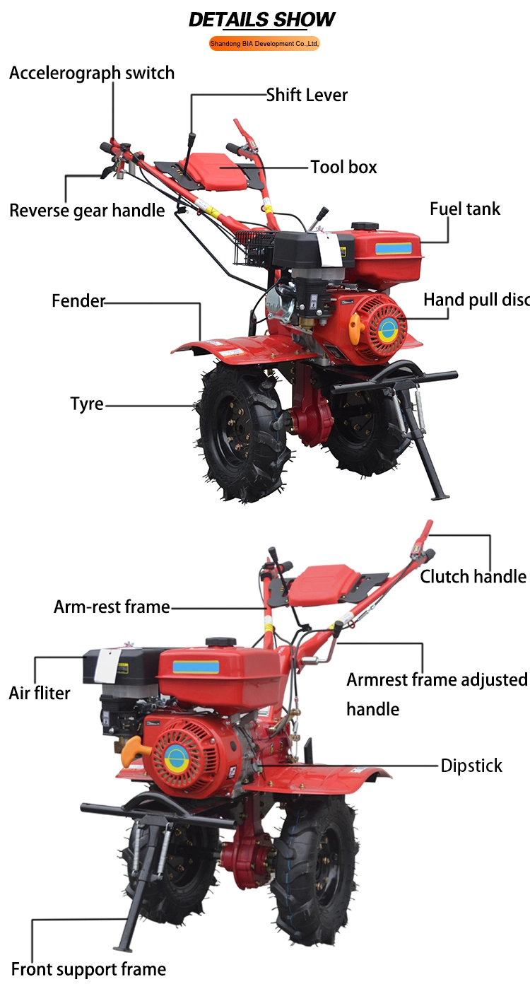 Garden Tools Hand Push Mini Gasoline Tiller Gas Power Tillers